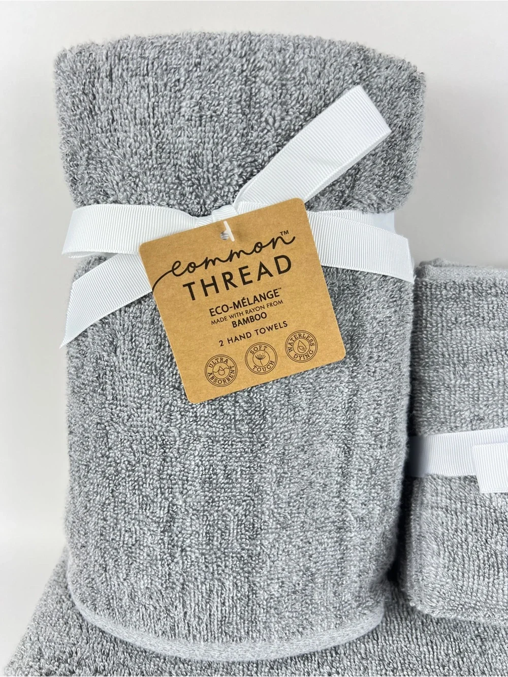 Common Thread Bamboo Bath Towel Set Medium Grey Eco Melange 9 Pc NEW